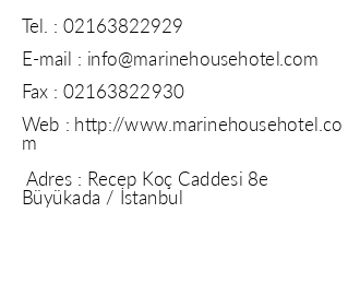 Marine House Boutique Hotel iletiim bilgileri